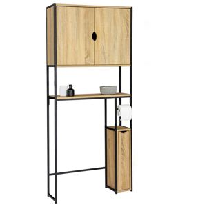 IDMARKET Meuble wc 3 en 1 avec armoires de rangement detroit design industriel - Naturel - Publicité