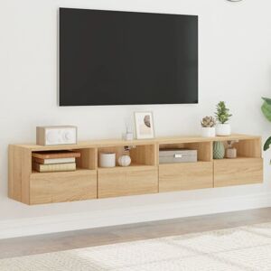 VIDAXL Meubles tv muraux 2 pcs chêne sonoma 80x30x30cm bois ingénierie - Publicité