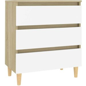 Les Tendances - Petite commode Blanc et chêne sonoma 60x35x69 cm - Publicité