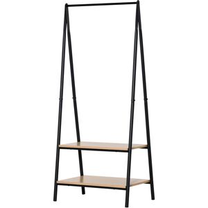 HOMCOM Portant à vêtements penderie style contemporain triangulaire dim. 64L x 43l x 149H cm 2 étagères mdf bois clair acier noir - Publicité