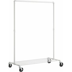 Songmics - Portant à Vêtements à Roulettes, Porte-manteaux, Penderie, Charge 90 kg, avec Tringle et Étagère de Rangement, Style Industriel, pour Chambre, Buanderie, Blanc HSR061W01 - Publicité