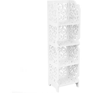 Tagère de Rangement en bois-plastique Bibliothèque décorative avec 4 étagères blanc 24x20x85cm - Primematik - Publicité