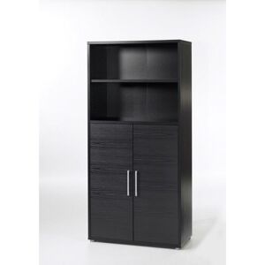 EBUY24 Prisme Armoire de bureau 1 tablette de rangement, 2 portes, finition frêne noir. Publicité