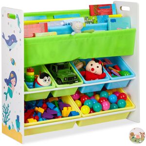 Relaxdays - Etagère enfants, 6 boîtes, 4 cases en tissu, motif mignon mer, meuble jouets, HxlxP 78x86x26,5 cm,coloré - Publicité