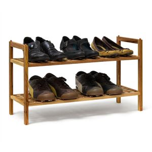 Tagère à chaussures Armoire Rangement de souliers 2 niveaux Bois de noyer Déco pour environ 6 paires de chaussures, couleur naturelle - Relaxdays - Publicité