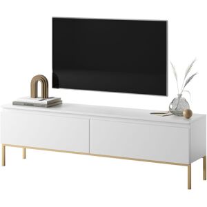 - bemmi - Meuble tv - 150 cm - blanc avec pieds dorés