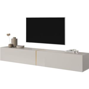 Selsey BISIRA - Meuble TV - 200 cm - taupe (gris-beige) avec insert doré - Publicité