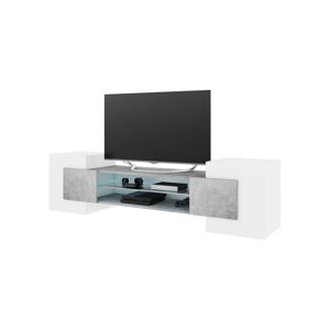 Selsey - gaelin - Meuble tv / Meuble de salon (blanc / béton, 160 cm, avec led) - Publicité