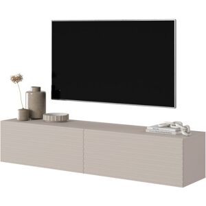 - pavas - Meuble tv - 140 cm - taupe (gris-beige) avec façade lamellaire