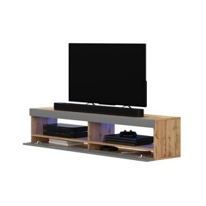 - viansola - Meuble tv / Meuble de salon (chêne lancaster / gris brillant, 100 cm, éclairage led inclus)