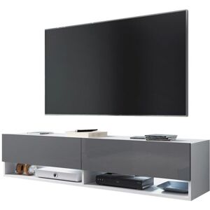 - wander - Meuble tv / Banc tv (blanc mat / gris brillant, 140 cm, éclairage led)