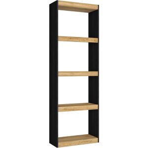 Skraut Home - Bibliothèque totem à 5 Niveaux - Étagère en Mélamine - Meuble de Rangement - Style Moderne - pour Salon - Salle à Manger - Bureau - Noir/Chêne 181 x 60 x 25 cm - chene - Publicité