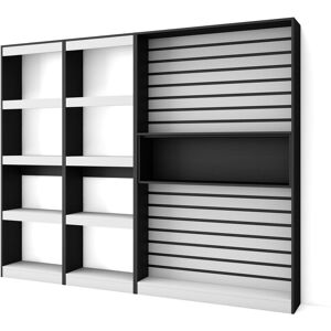 Skraut Home - tagère Bibliothèque, Étagère de Rangement, 230x186x25cm, Salon Salle à manger Bureau, Salon, Bureau, Style moderne, Blanc et noir - Publicité