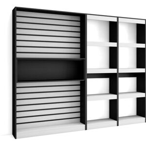 Skraut Home - tagère Bibliothèque, Étagère de Rangement, 230x186x25cm, Salon Salle à manger Bureau, Salon, Bureau, Style moderne, Blanc et noir - Publicité