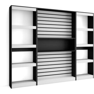 Skraut Home - tagère Bibliothèque, Étagère de Rangement, 230x186x25cm, Salon Salle à manger Bureau, Salon, Bureau, Style moderne, Blanc et noir - Publicité