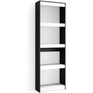 Skraut Home - tagère Bibliothèque Étagère de Rangement 60x186x25cm Salon Salle à manger Bureau Salon, Bureau Style moderne Blanc et noir - Blanc et - Publicité