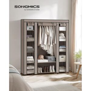 SONGMICS Armoire de Rangement en Tissu, Penderie avec Housse, Placard, Garde-Robe, 45 x 150 x 175 cm, 12 Compartiments, Cadre en Métal, pour Chambre, Vestiaire, Taupe - Publicité