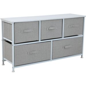 Svita - taro Sideboard avec tiroirs en tissu Étagère en métal Commode en tissu blanc/gris clair - Publicité