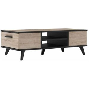 MIROYTENGO Table basse Way Living and Dining Room Chêne et Noir avec étagère à tiroirs et encastrements 106x50x35 - Publicité