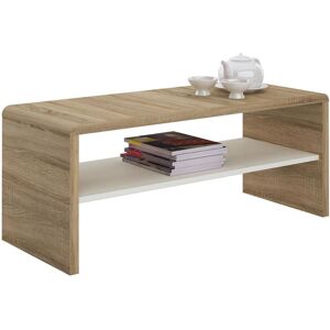 Idimex - Table basse noelle, table de salon rectangulaire ou meuble tv de 120 cm avec 1 étagère de rangement, en mélaminé chêne sonoma/blanc - Chêne - Publicité