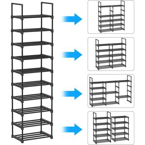 SIFREE Tagère à Chaussures de 10 Niveaux, étagères de chaussures Empilable de 10 Niveaux, Étagère de Rangement en Métal, Étages réglables 4530174cm - Publicité