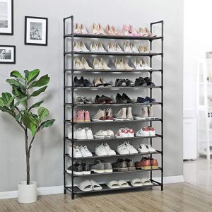 SKECTEN Tagère à Chaussures, Meuble de Rangement, Cadre en Métal, Étagère en Tissu Non-tissé, pour entrée, Salon, Chambre, 10 Niveaux - Publicité