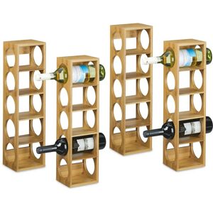 RELAXDAYS Tagère à vin en bambou, lot de 4, 5 emplacements chacune, bambou, design moderne, hlp : env. 53 x 14 x 12 cm, nature - Publicité