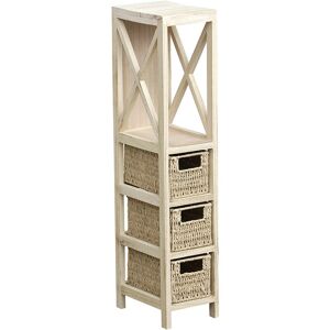 Tendance - Meuble de rangement 1 Étagère et 3 Paniers tressés en Bois Beige naturel h 82 cm Naturel - Publicité