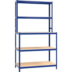 Houhence - Table de travail étagères 5 niveaux Bleu Acier bois ingénierie - Publicité