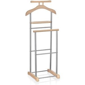 - Valet de chambre medina chevalet de nuit double portant pour vêtements, en mdf décor chêne sonoma et métal laqué argenté - Chêne Sonoma