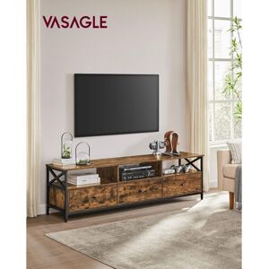 VASAGLE Meuble tv pour Télévision jusqu'à 75 Pouces, Banc Télé avec 3 Tiroirs, 40 x 178 x 50 cm, Style Industriel, Cadre en Acier - Marron Rustique et Noir - Publicité