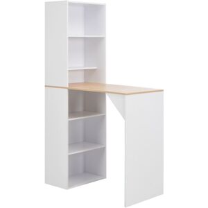 Vidaxl - Table de bar avec armoire bibliothèque en bois table moderne différentes couleurs Couleur : Blanc et bois - Publicité