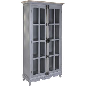 Vitrine, armoire vaisselier en bois de paulownia/verre coloris gris clair - Longueur 100 x Profondeur 39.5 x Hauteur 193.5 cm Pegane - Publicité