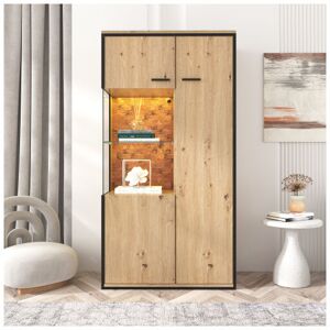 REDOM Vitrine moderne avec éclairage led, 150Hx78Lx40cm, porte vitrée, étagères polyvalentes en verre, 15 options de couleurs, grand espace de rangement, - Publicité