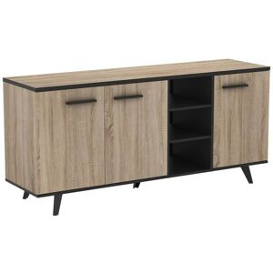 DEMEYERE Wayne Buffet bas contemporain décor chene brossé et noir mat - l 160,7 cm - Publicité