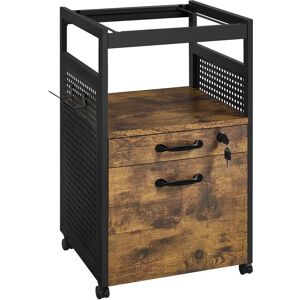 Yaheetech - Caisson de Bureau à 2 Tiroirs, 1 Tiroir Verrouillable, Meuble Rangement de doissier Format A4 / Lettre à Roulettes, pour Bureau Bibliothèque, 42×40×69 cm Noir / Brun rustique - Publicité