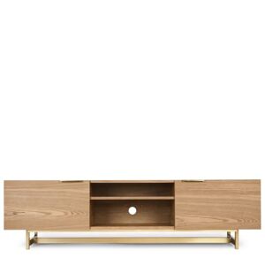 NV GALLERY Meuble TV STARK Meuble TV Bois naturel veine metal dore L180 Naturel Dore