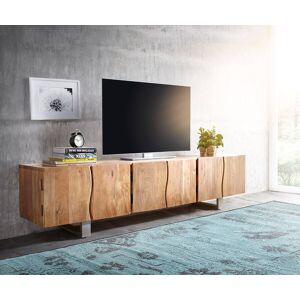 DELIFE Meuble-TV Live-Edge 220 cm acacia nature massif 6 portes