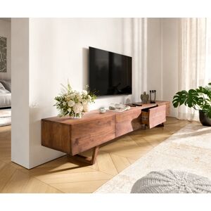 DELIFE Meuble-TV Wyatt 220 cm marron acacia 4 tiroirs