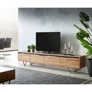 DELIFE Meuble TV Stonegrace 220x35 cm acacia nature 4 portes tronc darbre