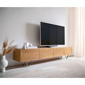 DELIFE Meuble-TV Kayu 220 cm acacia naturel 4 portes pied en V