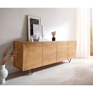 DELIFE Buffet Kayu 200x40x70 cm acacia naturel 4 portes pied en V