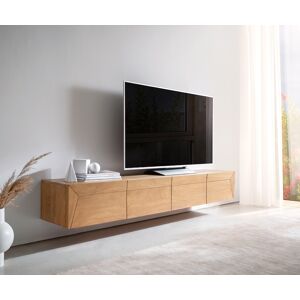 DELIFE Meuble-TV Kayu 200 cm acacia naturel 4 portes flottantes - Publicité