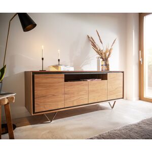 DELIFE Buffet Stonegrace 175 cm acacia nature 4 portes 1 compartiment placage en