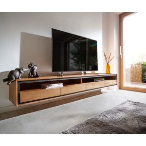 DELIFE Buffet bas Stonegrace 240 cm acacia nature 2 compartiments 4 tiroirs placage