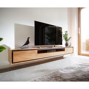 DELIFE Meuble TV Stonegrace 240 cm acacia nature 2 portes 1 compartiment 2 tiroirs