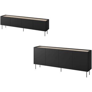 BOBOCHIC Ensemble ATLAS avec buffet 220 cm + meuble TV 220 cm Noir - Publicité