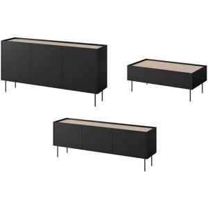 BOBOCHIC Ensemble ATLAS avec buffet 170 cm + meuble TV 170 cm + table basse 120 cm Noir - Publicité