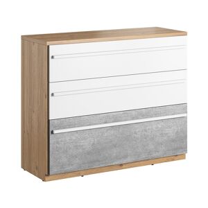petitechambre.fr Commode PLANO 3 tiroirs chêne blanc et gris   Panneaux Stratifiés - Publicité