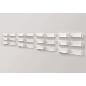 Étagère livre - bibliothèque murale 45 x 15 cm - lot de 24 - blanc - teebooks